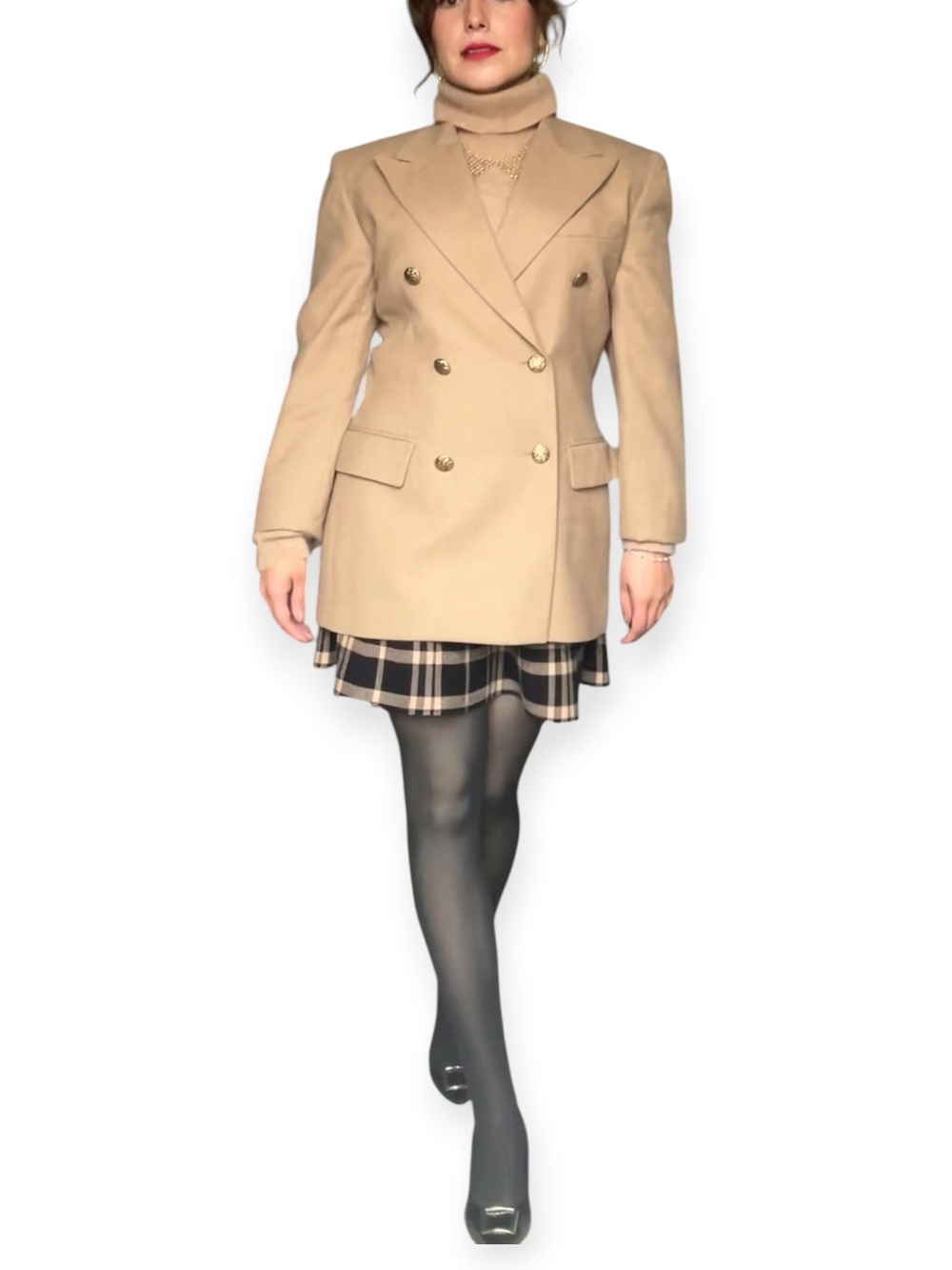 100% Wool Women's Double Breasted Blazer light Brown Like New size 8